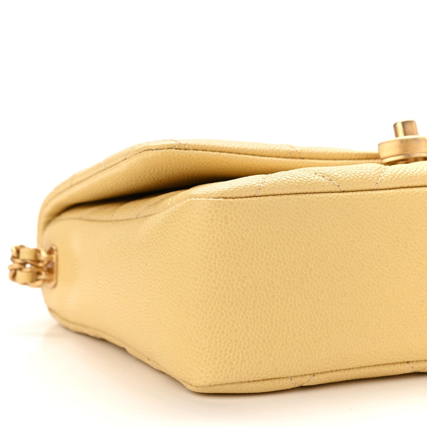 Shiny Caviar Quilted Small Chain Melody Flap Yellow