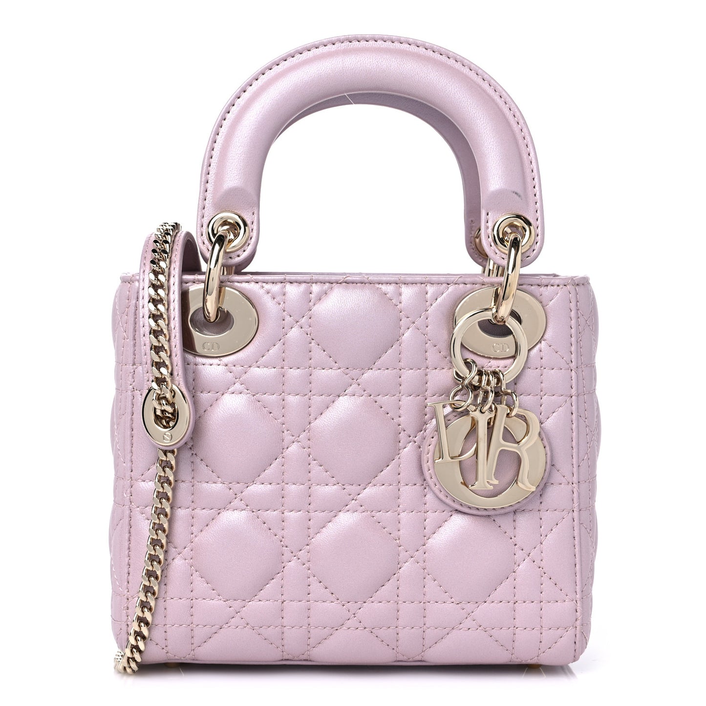 Metallic Lambskin Cannage Mini Lady Dior Lotus