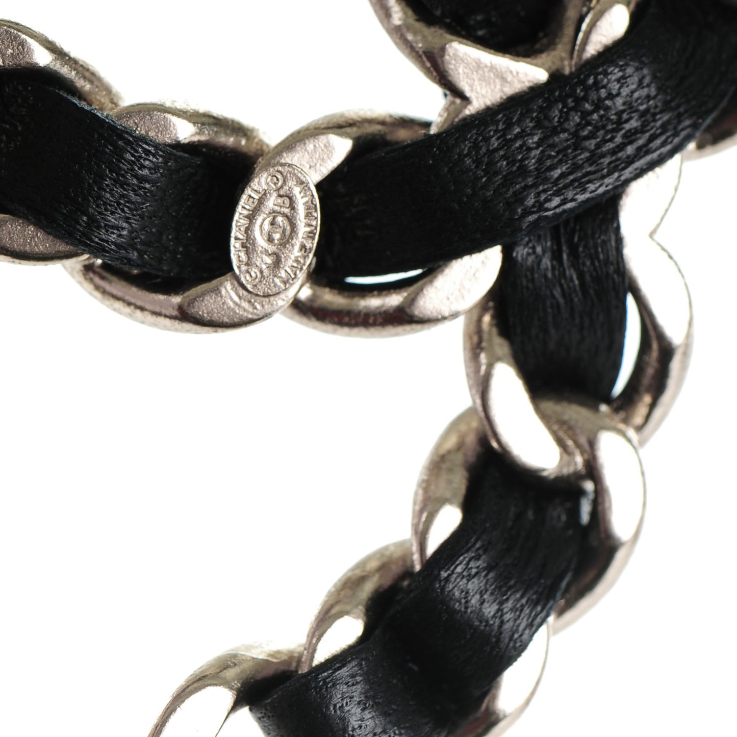 Lambskin Chain CC Brooch Black Gold