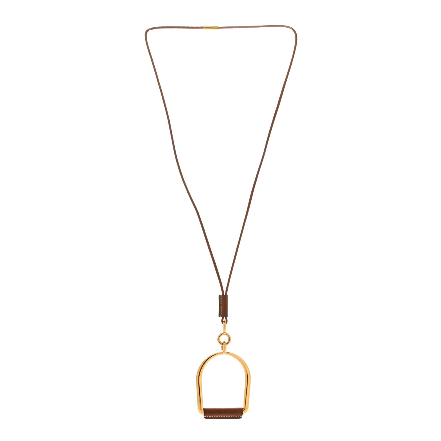Hermes Barenia Heritage Equestre Pendant Necklace Gold 3 of 6