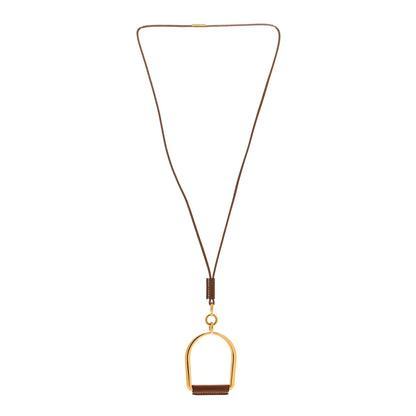 Hermes Barenia Heritage Equestre Pendant Necklace Gold 3 of 6