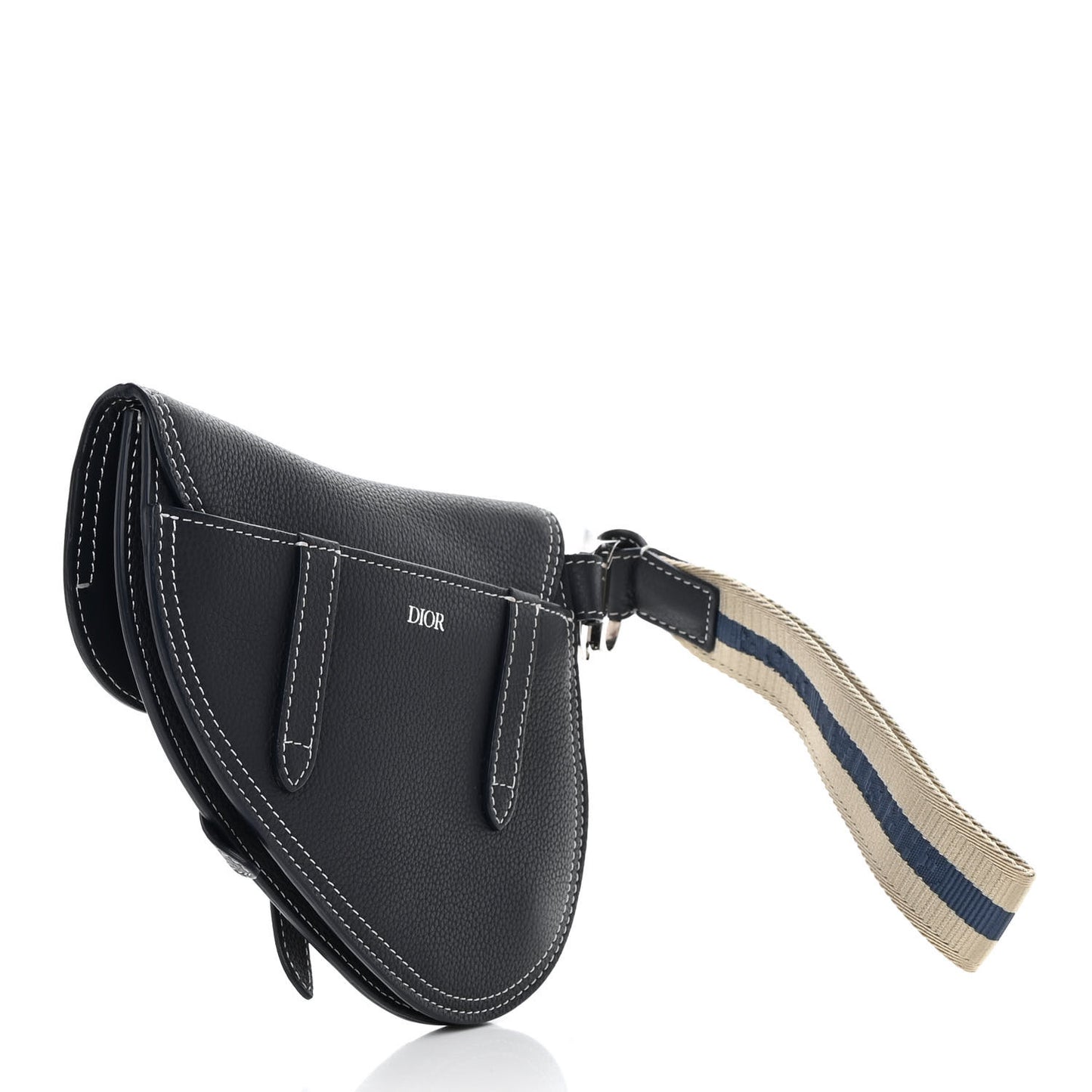 X KAWS Grained Calfskin Saddle Wristlet Blue