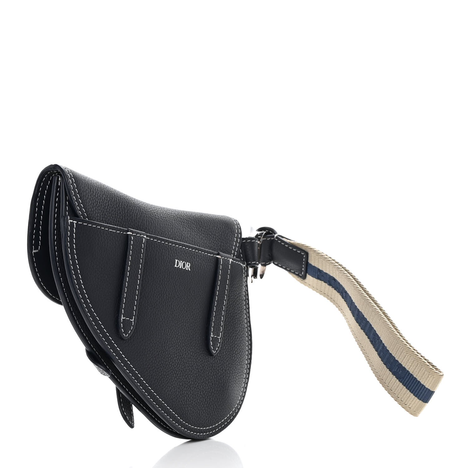 Christian Dior X KAWS Grained Calfskin Saddle Wristlet Blue 3 of 12