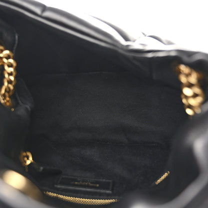 Saint Laurent Lambskin Quilted Medium Loulou Puffer Monogram Chain Satchel Black 5 of 9