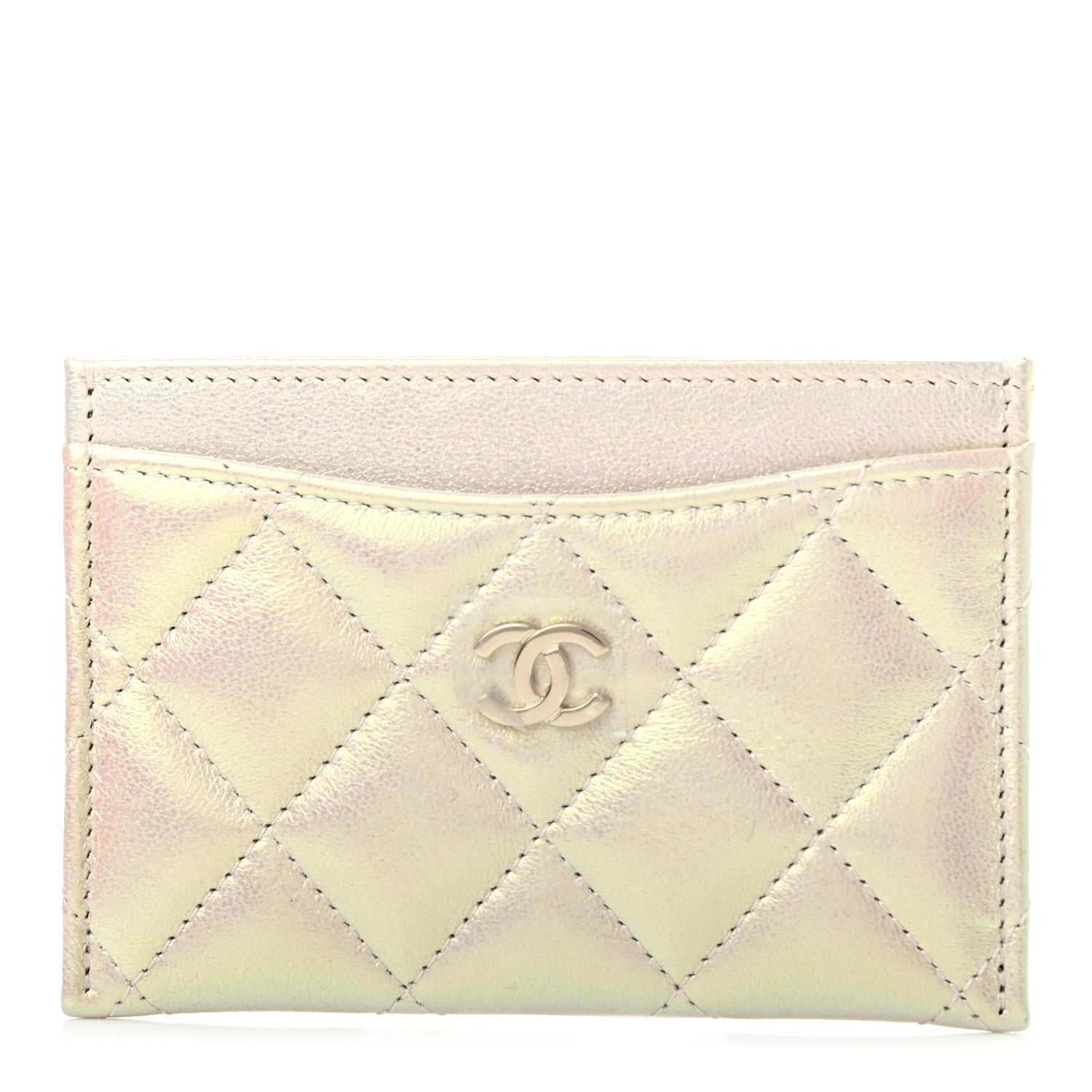 Chanel Iridescent Lambskin Quilted Card Holder Ivory 1 of 6