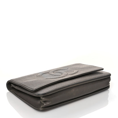 Chanel Metallic Caviar Timeless CC Wallet On Chain WOC Dark Silver 5 of 16