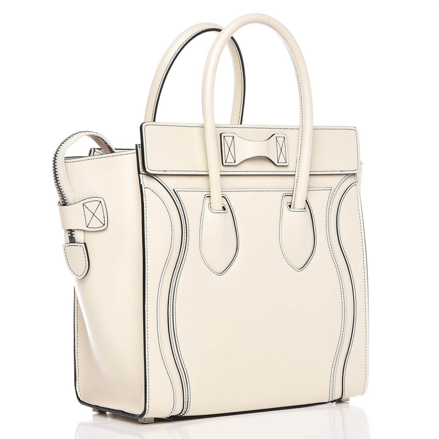 Satin Calfskin Micro Debossed Luggage White