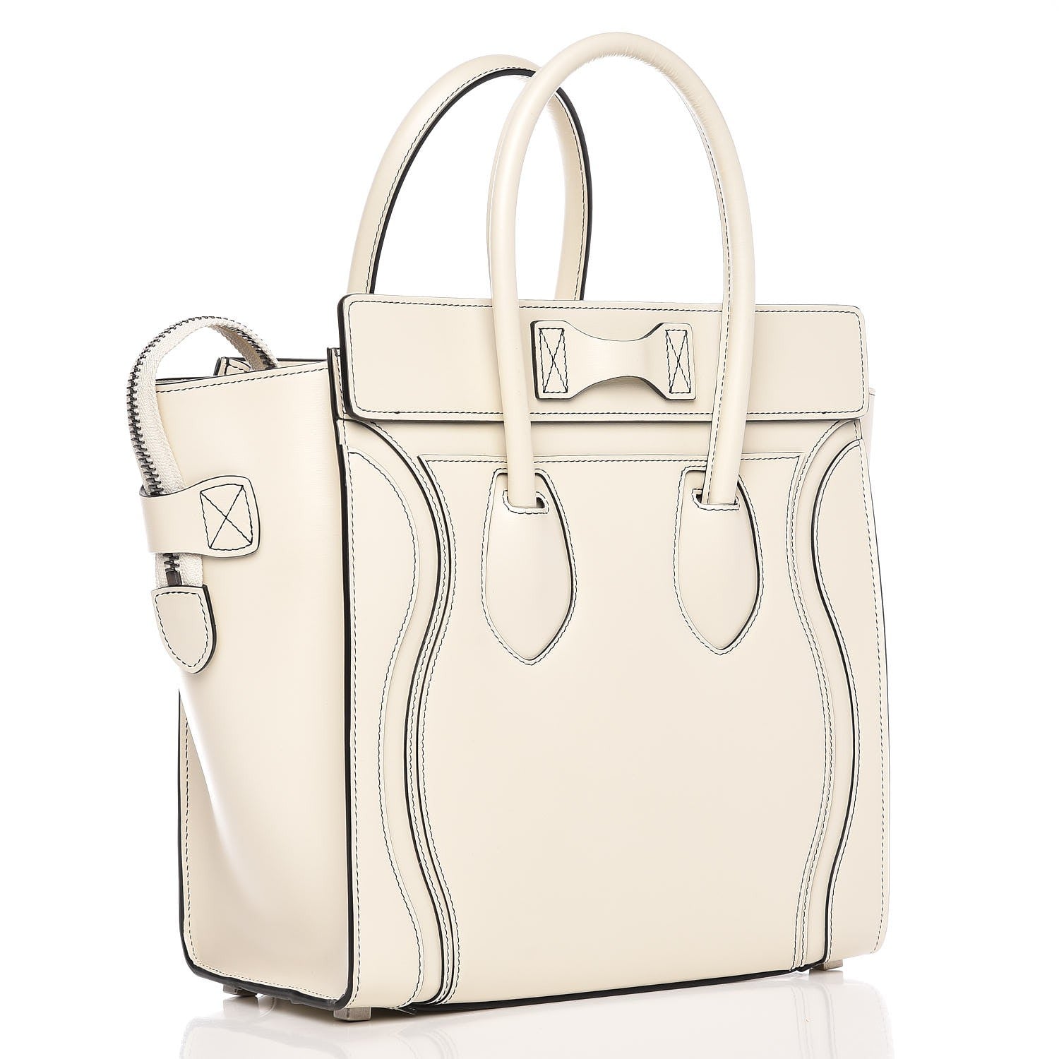 Celine Satin Calfskin Micro Debossed Luggage White 3 of 8