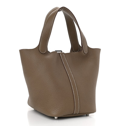 Hermes Taurillon Clemence Picotin Lock 18 PM Etoupe 3 of 11