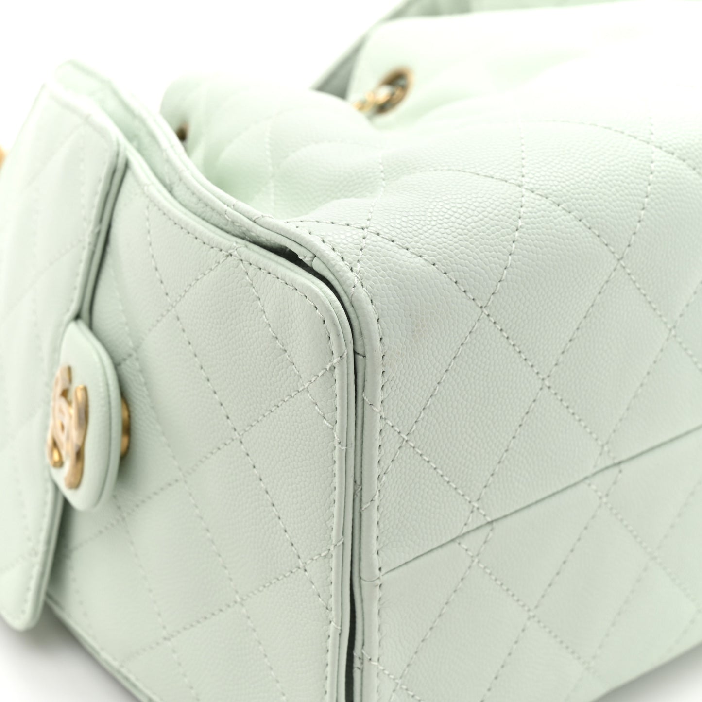 Caviar Quilted Small Chanel 25 Handbag Light Green
