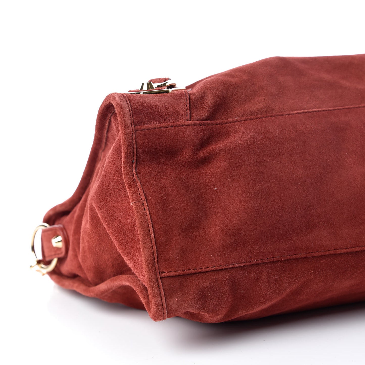 Baby Daim Suede Gold Metallic Edge Hardware City Bois De Rose Fonce