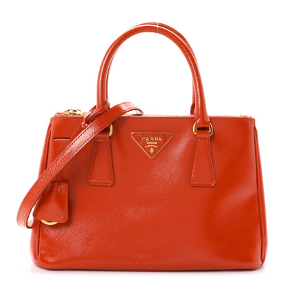 Prada Saffiano Vernice Small Galleria Double Zip Tote Papaya 1 of 10