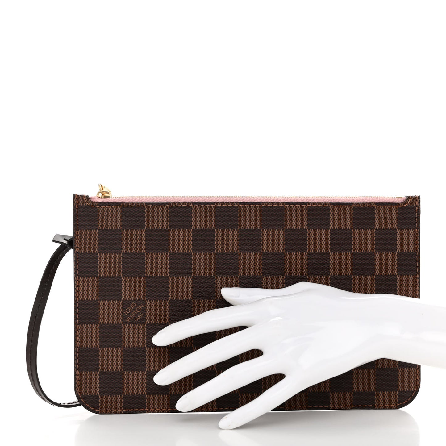 LOUIS VUITTON Damier Ebene Neverfull MM GM Pochette Rose Ballerine