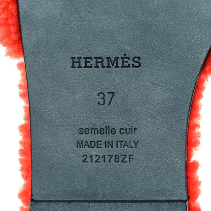 Hermes Woolskin Oran Sandals 37 Orange 6 of 8