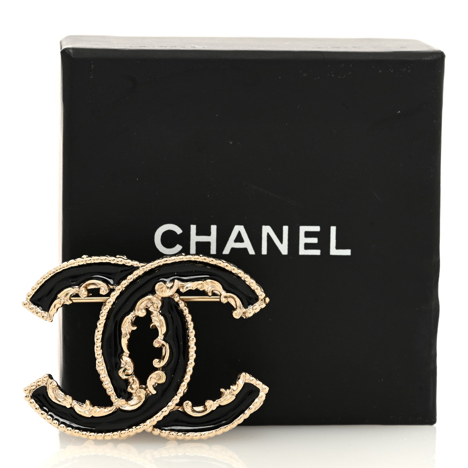 Chanel Enamel CC Baroque Brooch Black Gold 4 of 4