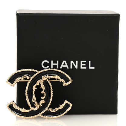 Chanel Enamel CC Baroque Brooch Black Gold 4 of 4
