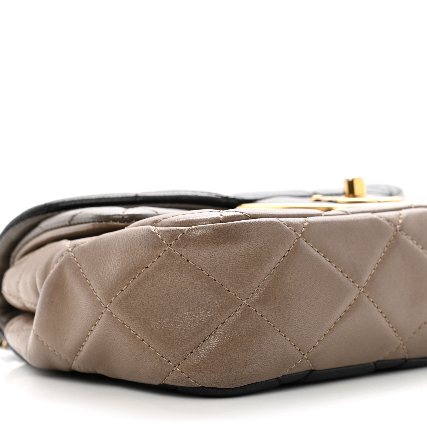 Chanel Lambskin Quilted Tri-Color Small Double Flap Black Taupe Brown 9 of 10