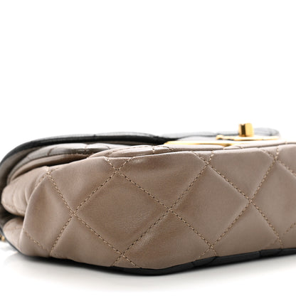 Chanel Lambskin Quilted Tri-Color Small Double Flap Black Taupe Brown 9 of 10