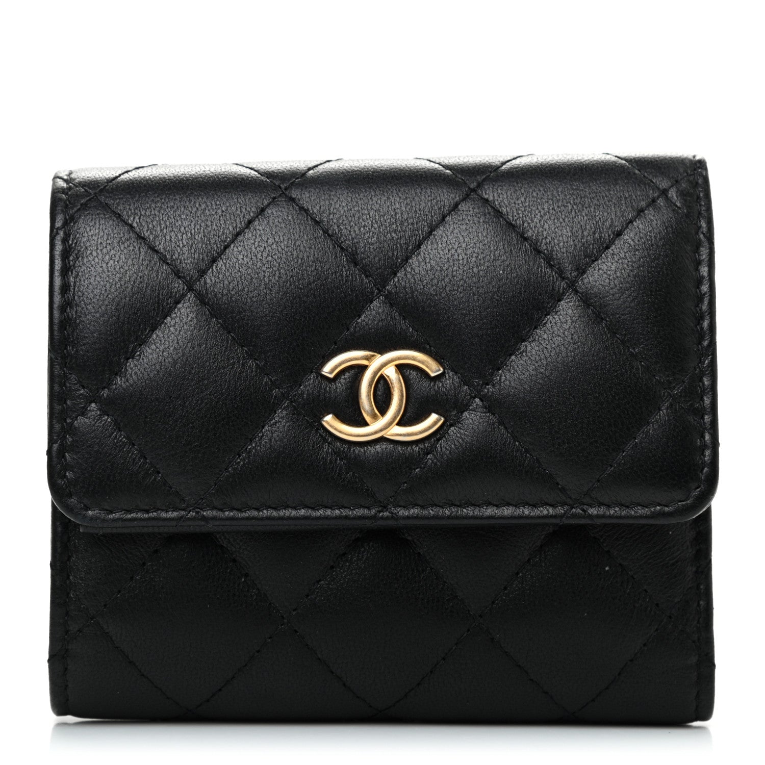 Chanel Lambskin Quilted Small Graffiti Compact Wallet Black 1 of 9