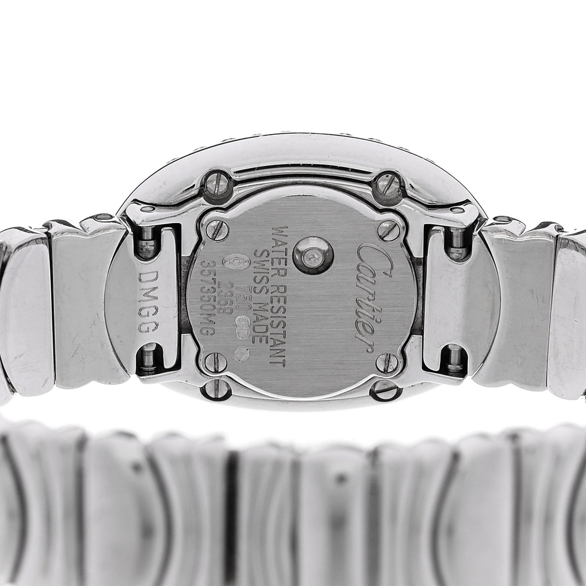 18K White Gold Diamond Bezel 18mm Baignoire Quartz Watch