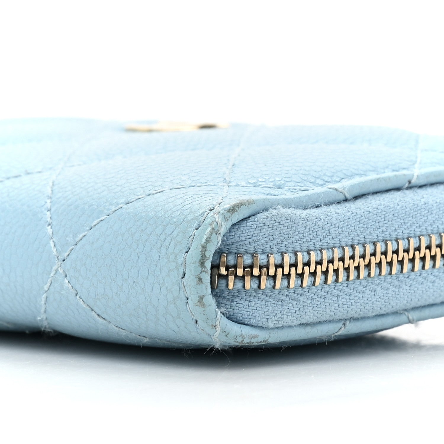 Chanel Caviar Quilted Zipped Key Holder Case Light Blue 8 of 13