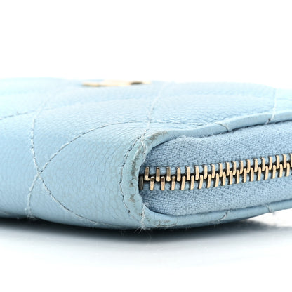 Chanel Caviar Quilted Zipped Key Holder Case Light Blue 8 of 13