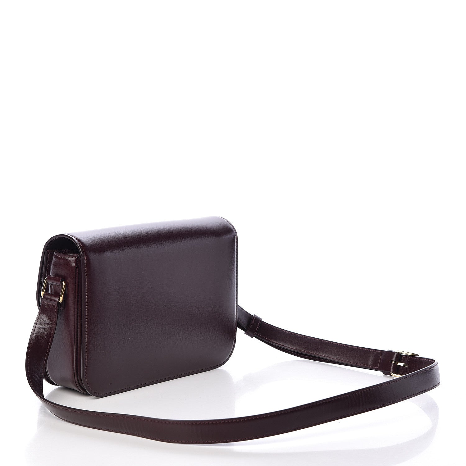 Celine Shiny Calfskin Medium Triomphe Burgundy 3 of 10