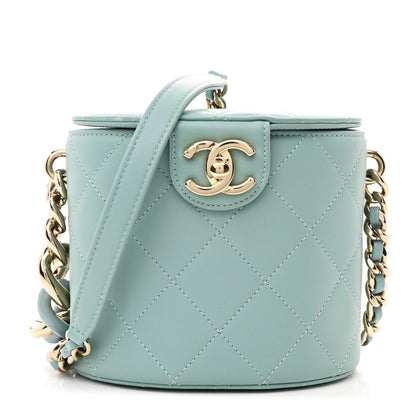 Chanel Lambskin Resin Elegant Chain Vanity Case Light Blue 1 of 10