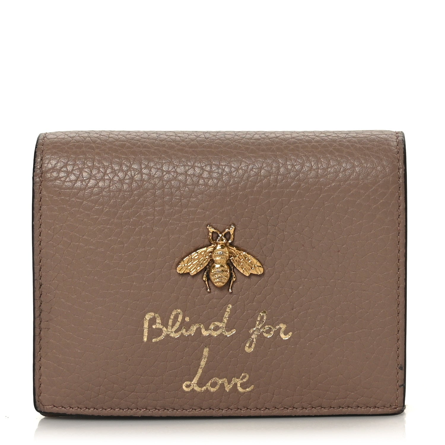 Gucci Pebbled Calfskin Animalier Card Case Beige 1 of 6