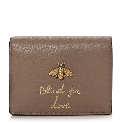 Gucci Pebbled Calfskin Animalier Card Case Beige 1 of 6