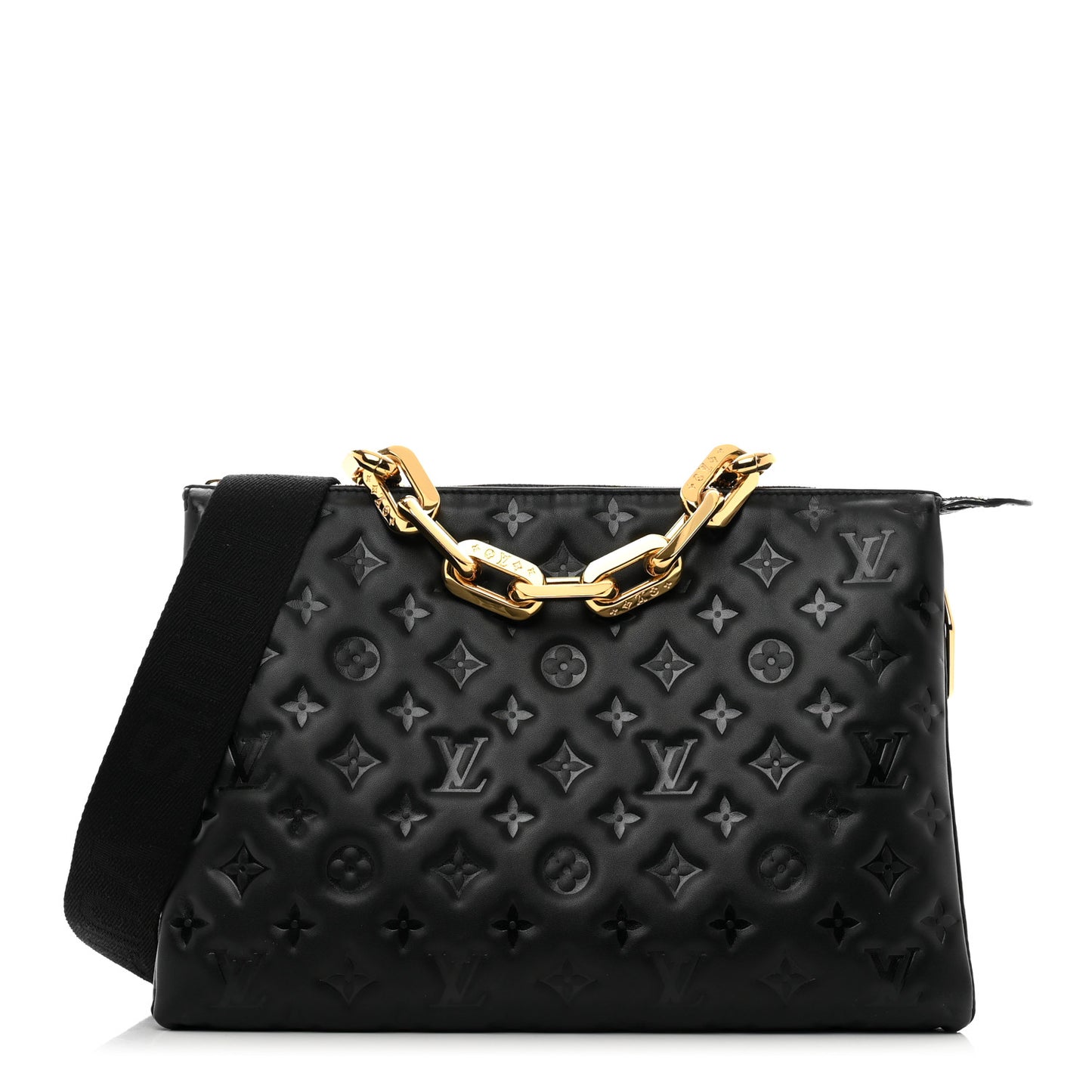 Lambskin Embossed Monogram Coussin MM Black
