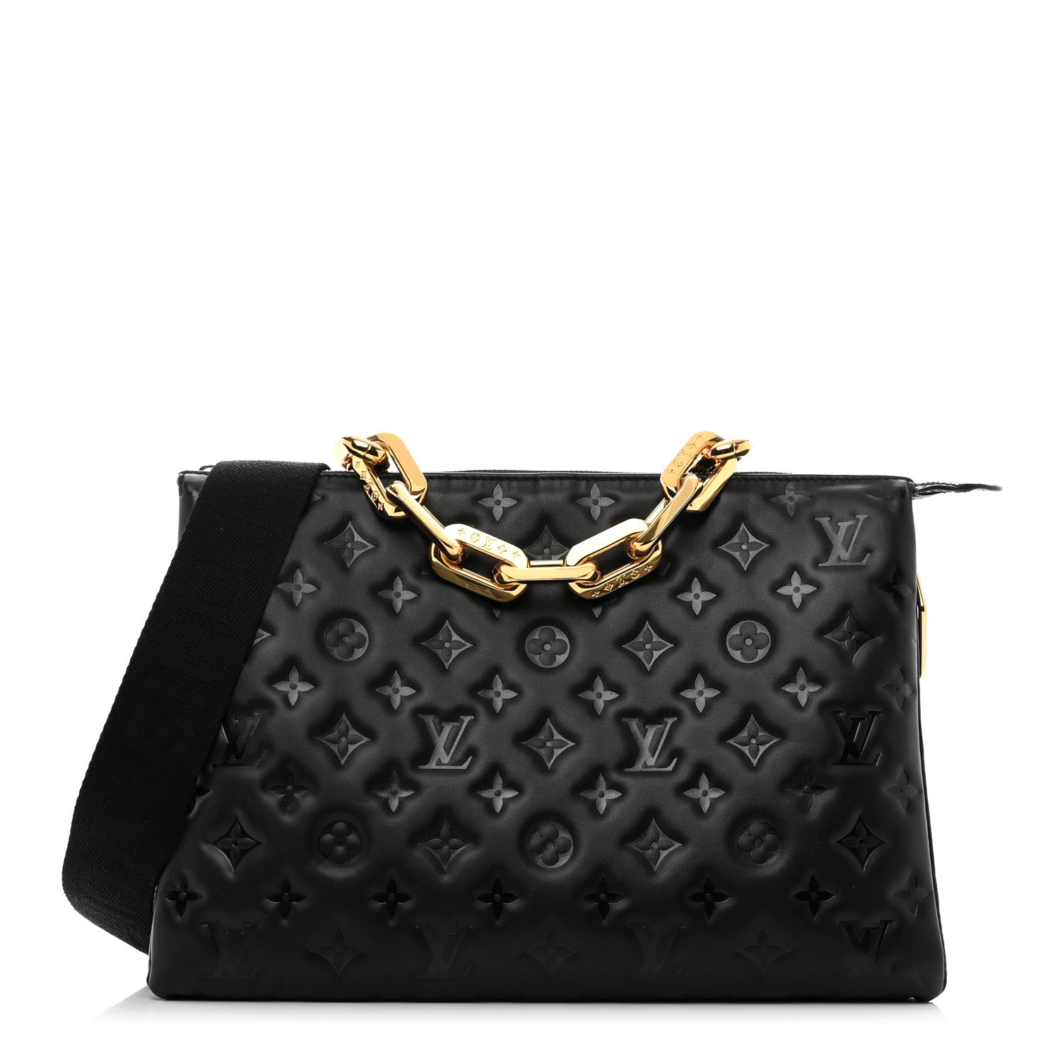 Louis Vuitton Lambskin Embossed Monogram Coussin MM Black 1 of 10