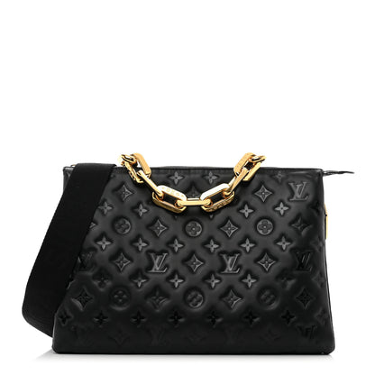 Louis Vuitton Lambskin Embossed Monogram Coussin MM Black 1 of 10