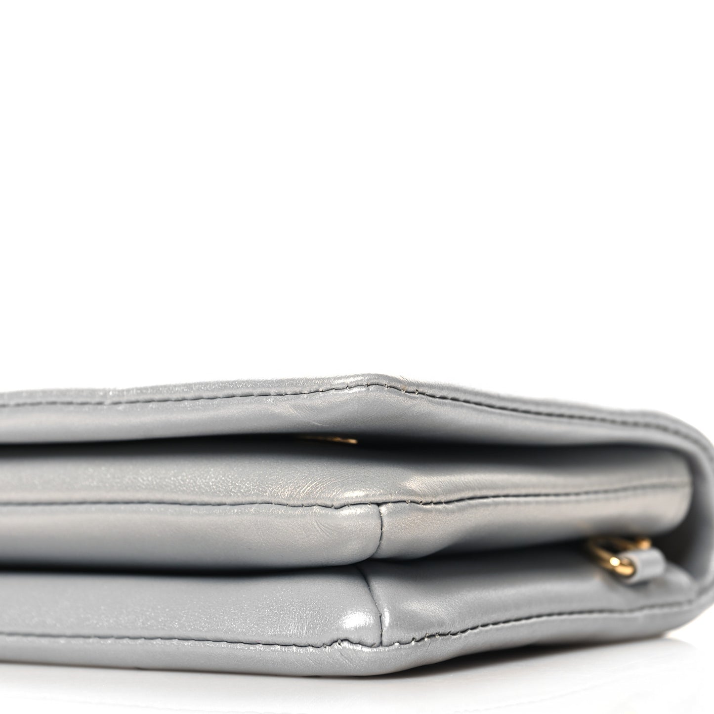 Metallic Lambskin Embossed Monogram Pochette Coussin Silver