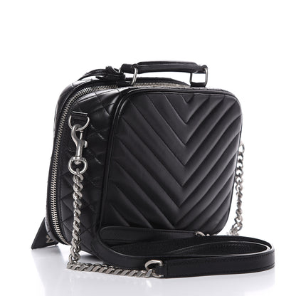 Saint Laurent Lambskin Matelasse Chevron Lunchbox Bag Black 3 of 8