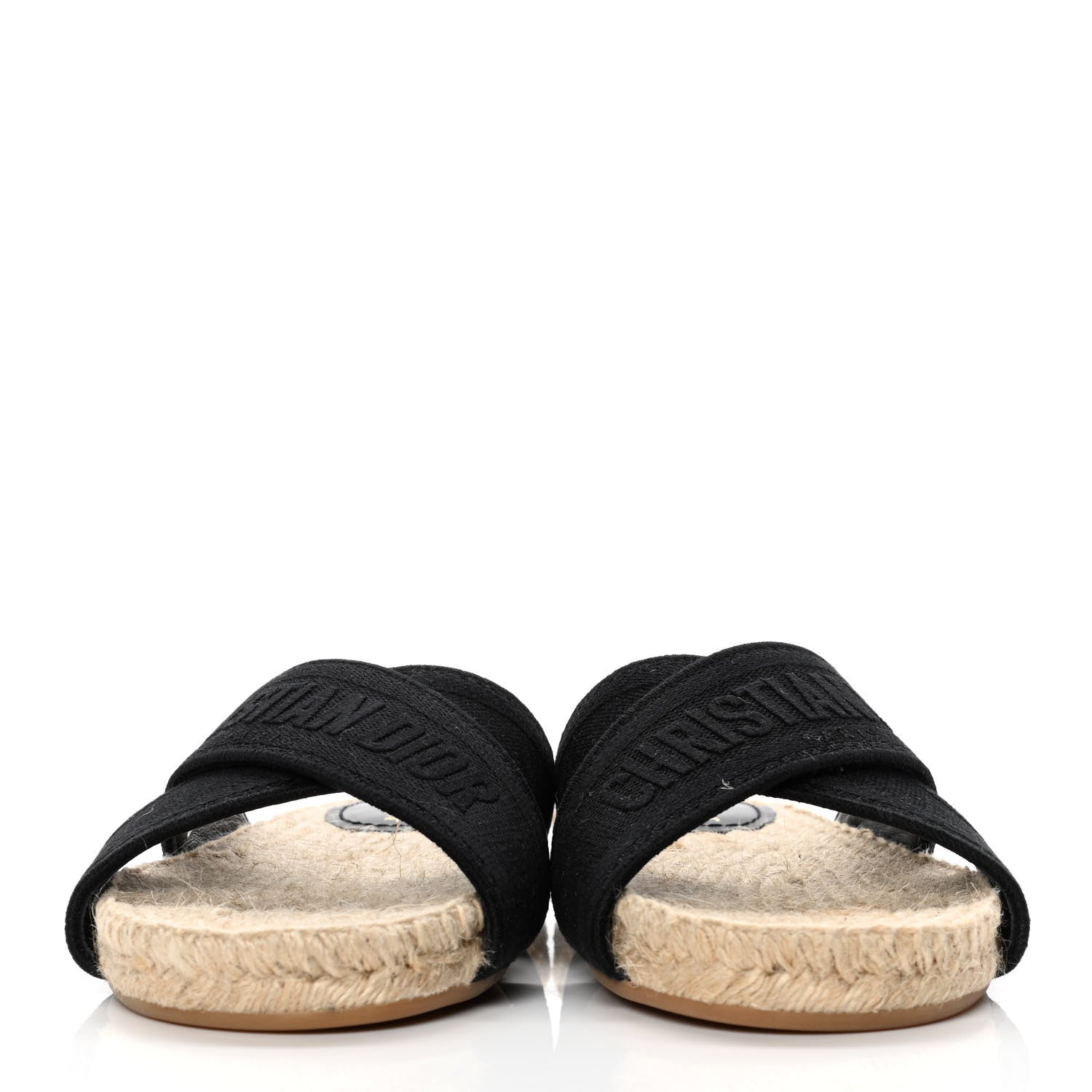 Christian Dior Canvas Embroidered Granville Espadrille Crisscross Flat Slide Sandals 36 Black 7 of 33