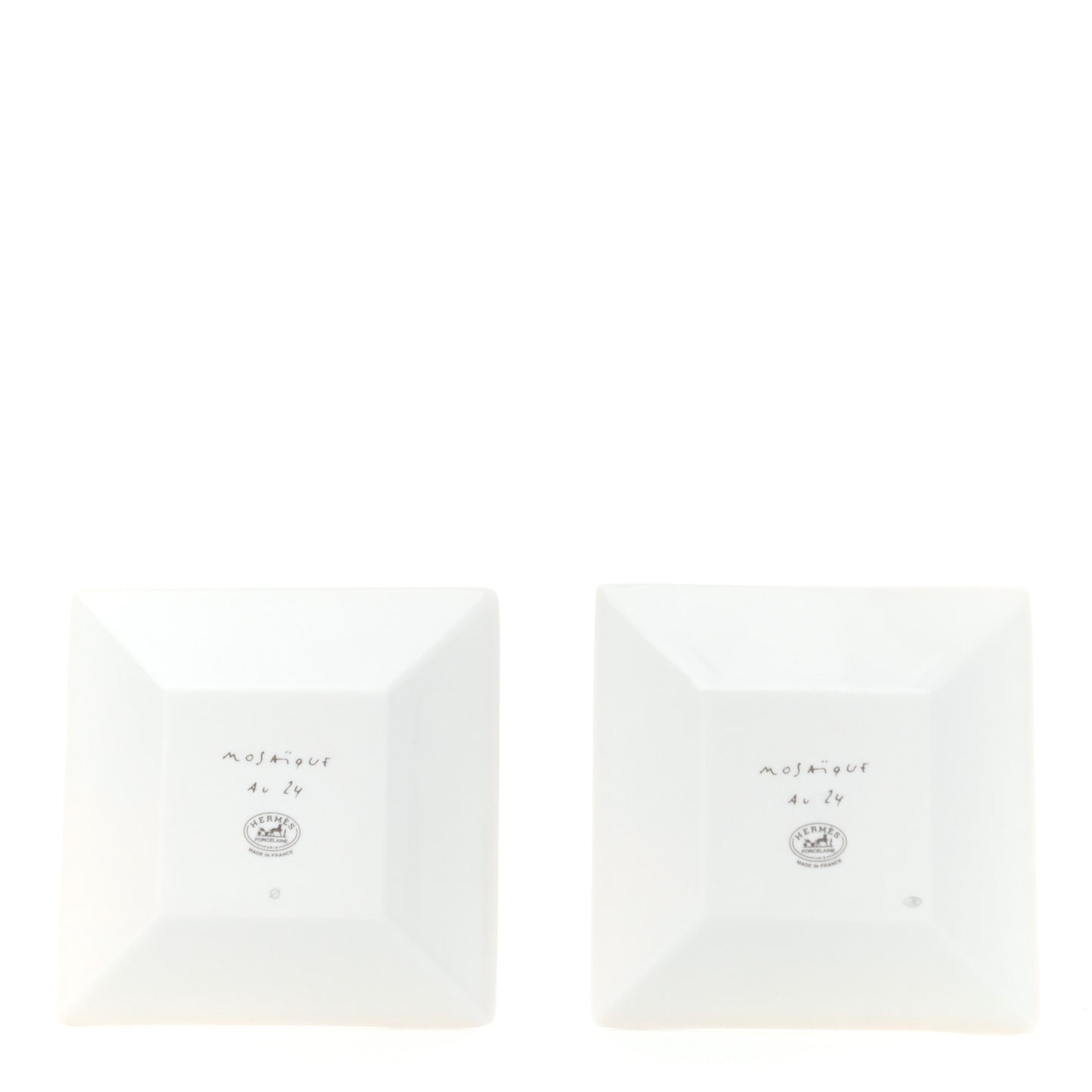 Porcelain Mosaique Au 24 Square Plate N°1 Set of 2 Gold