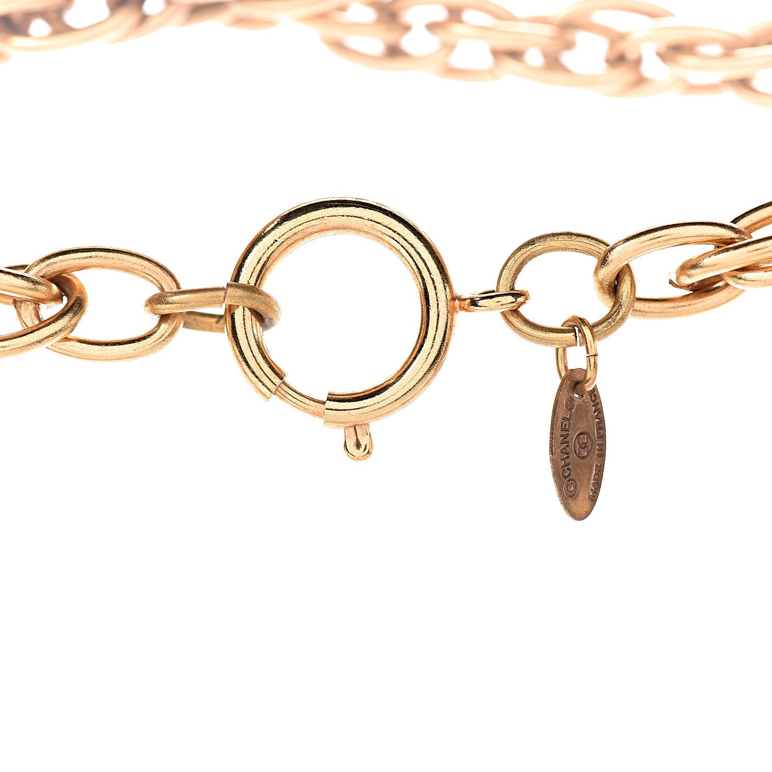 Chanel Metal Circle Chain Pendant Long Necklace Gold 6 of 7