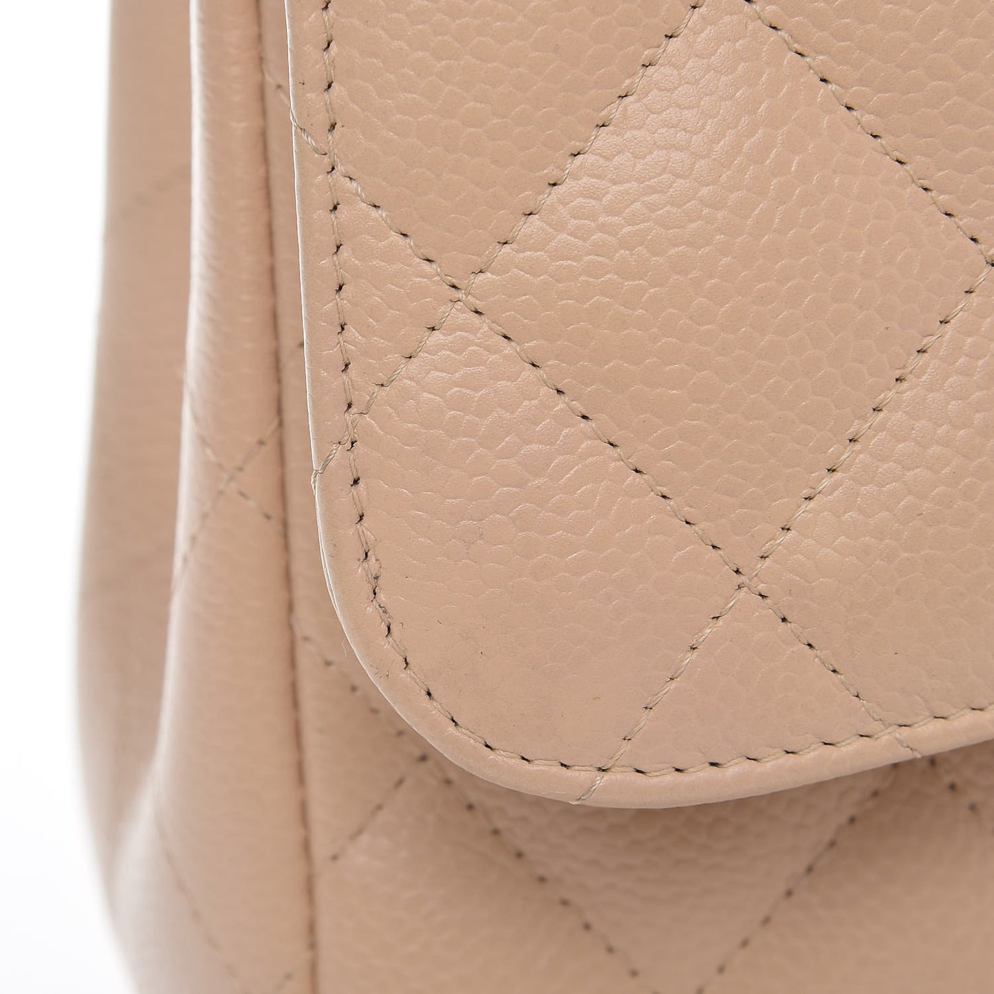 Caviar Quilted Jumbo Double Flap Beige Clair