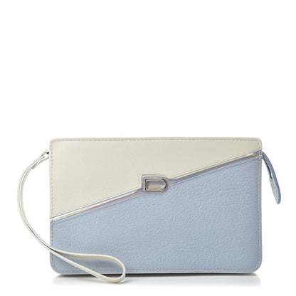 Delvaux Goatskin Triple Wristlet Pouch White Light Blue 1 of 6