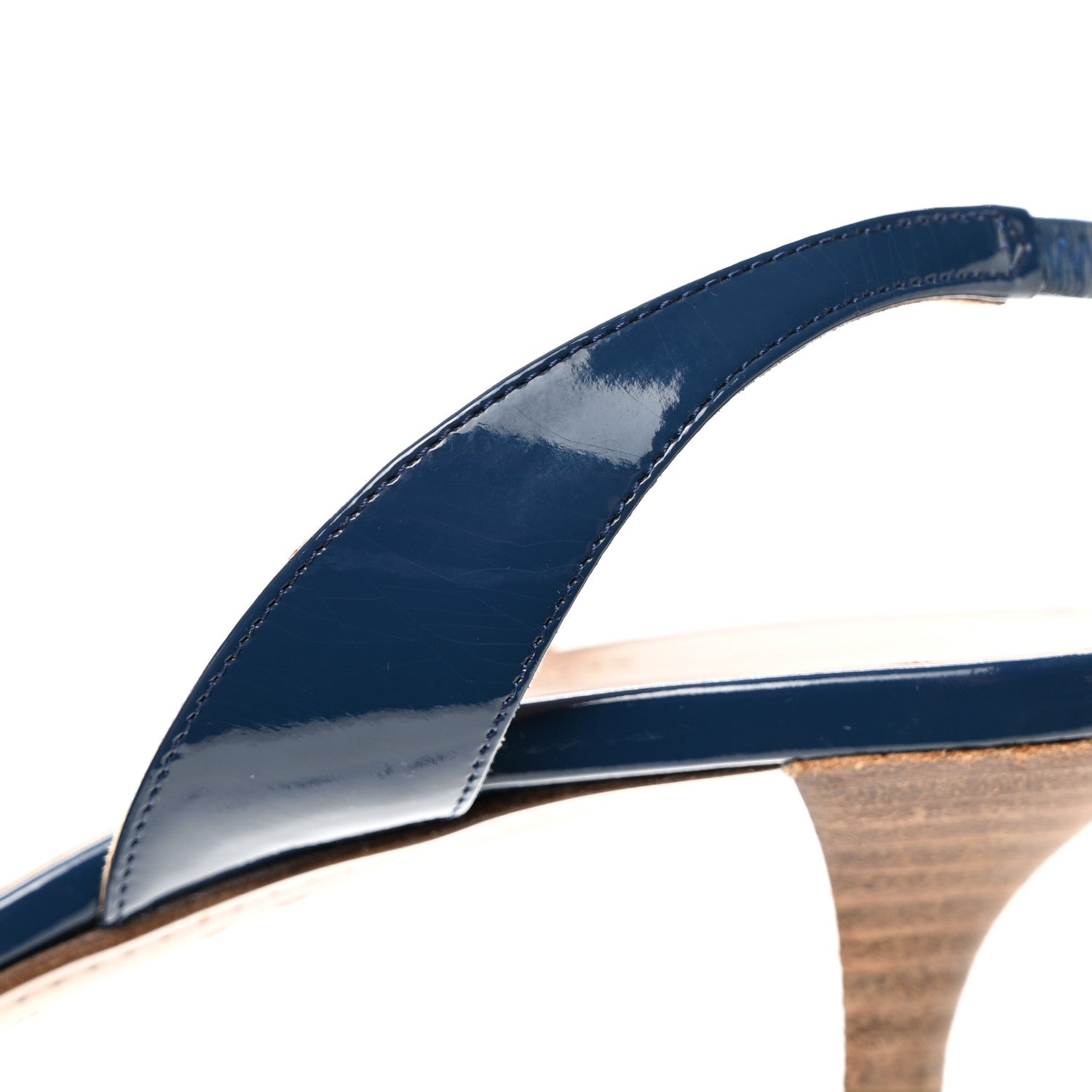 Hermes Patent Ottomane Slingback Sandals 37 Blue 1471875