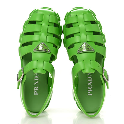 Prada Foam Rubber Metal Triangle Logo Womens Monolith 55mm Cage Sandals 39 Mela 2 of 10