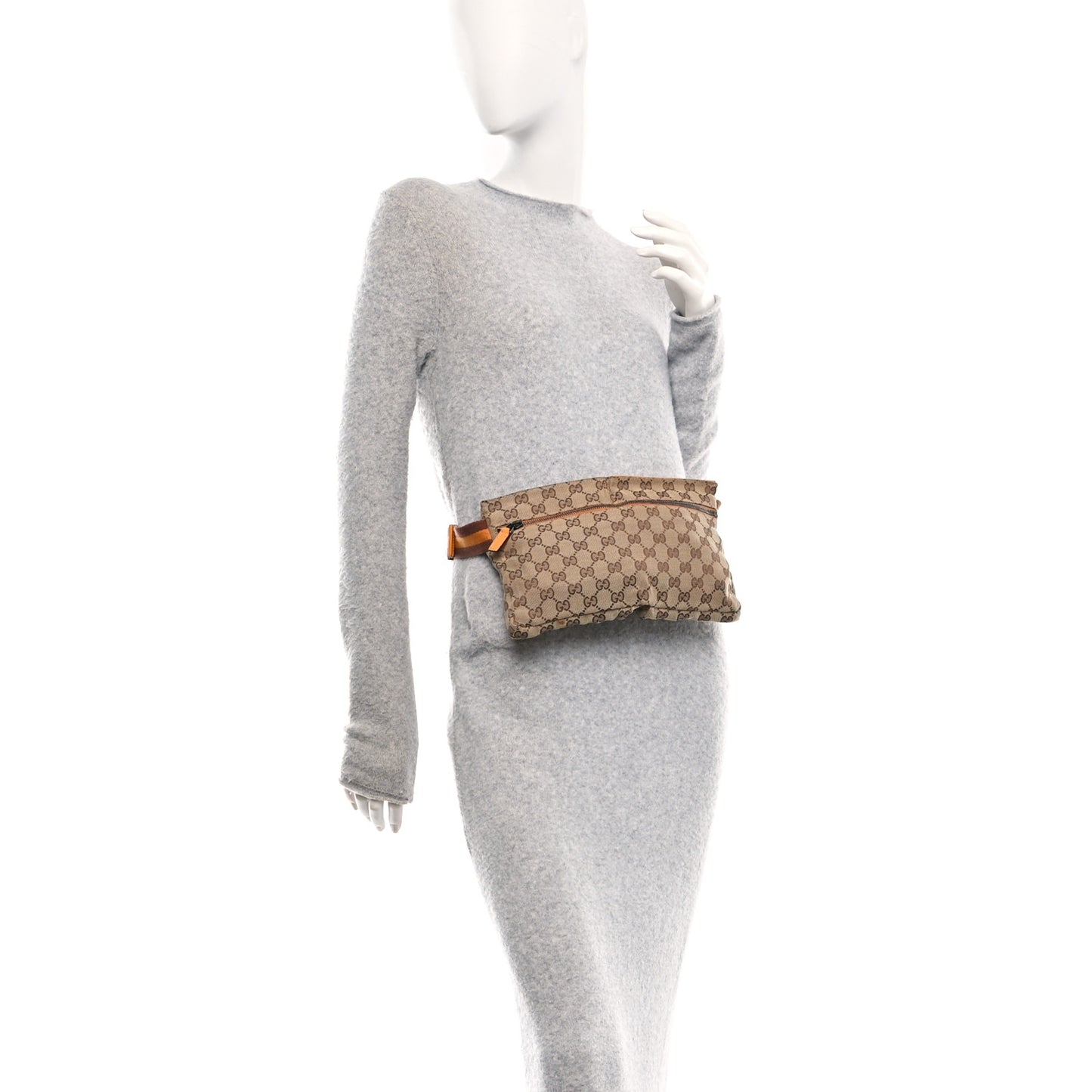 GG Monogram Web Double Pocket Belt Bag Yellow