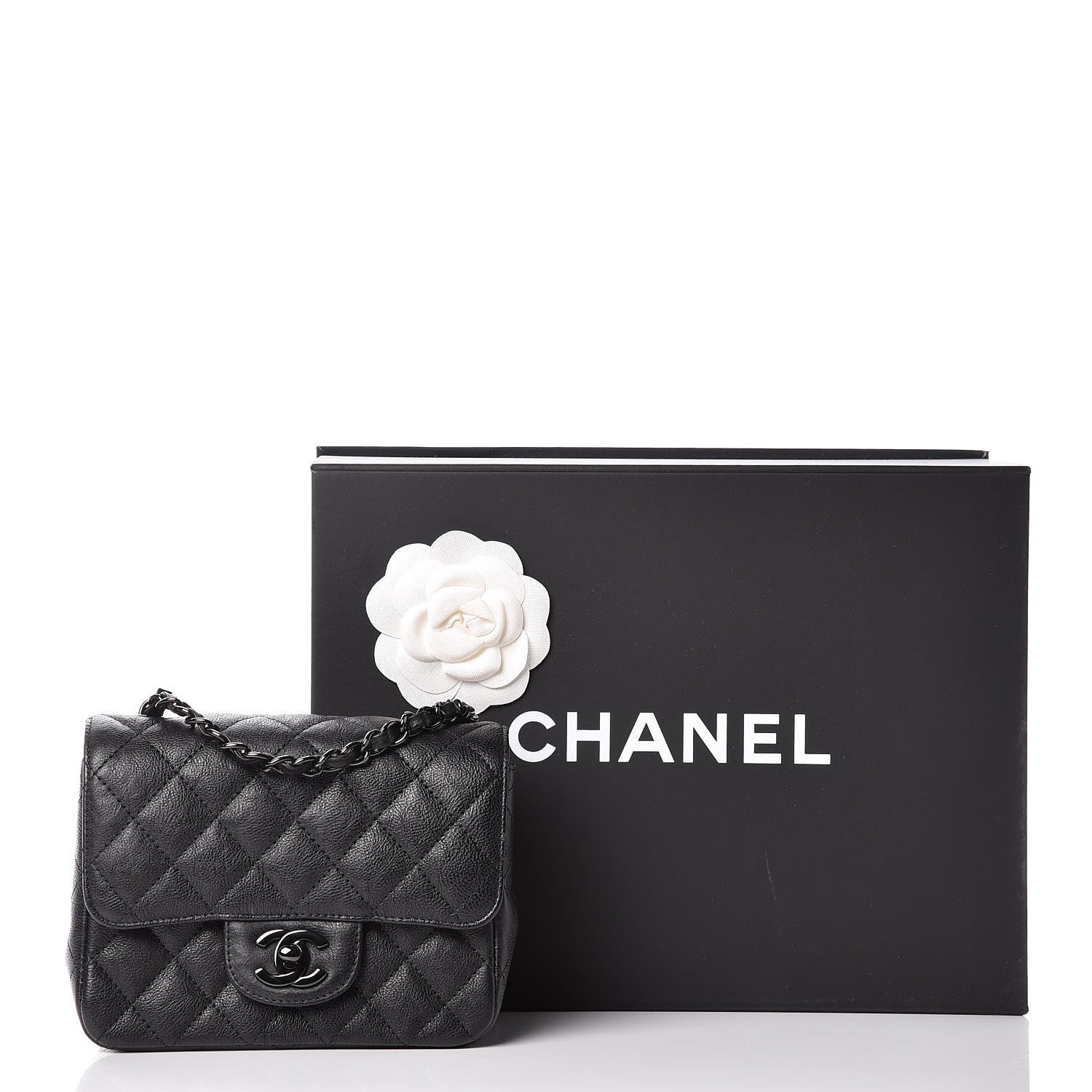 Chanel Crumpled Calfskin Quilted Mini Square Flap So Black 11 of 11