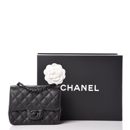 Chanel Crumpled Calfskin Quilted Mini Square Flap So Black 11 of 11
