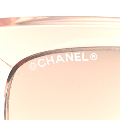 Chanel 18K White Gold Mirror Square Sunglasses 6051 Gold 7 of 7