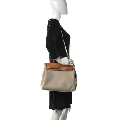 Hermes Military Toile Vache Hunter Herbag Zip Retourne 31 PM Chai Fauve Naturel Cuivre 2 of 9