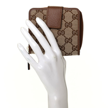 Gucci Monogram Dollar Calfskin Zip Around French Wallet Beige Ebony Tabacco 2 of 9