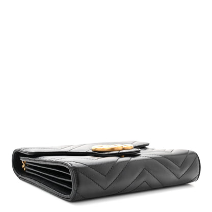 Gucci Calfskin Matelasse GG Marmont Chain Wallet Black 4 of 13