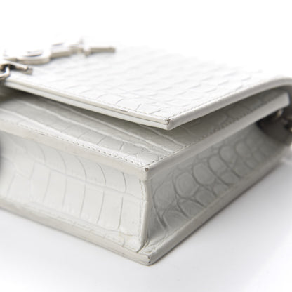 Saint Laurent Calfskin Crocodile Embossed Kate Monogram Tassel Chain Wallet Crema Soft 7 of 10